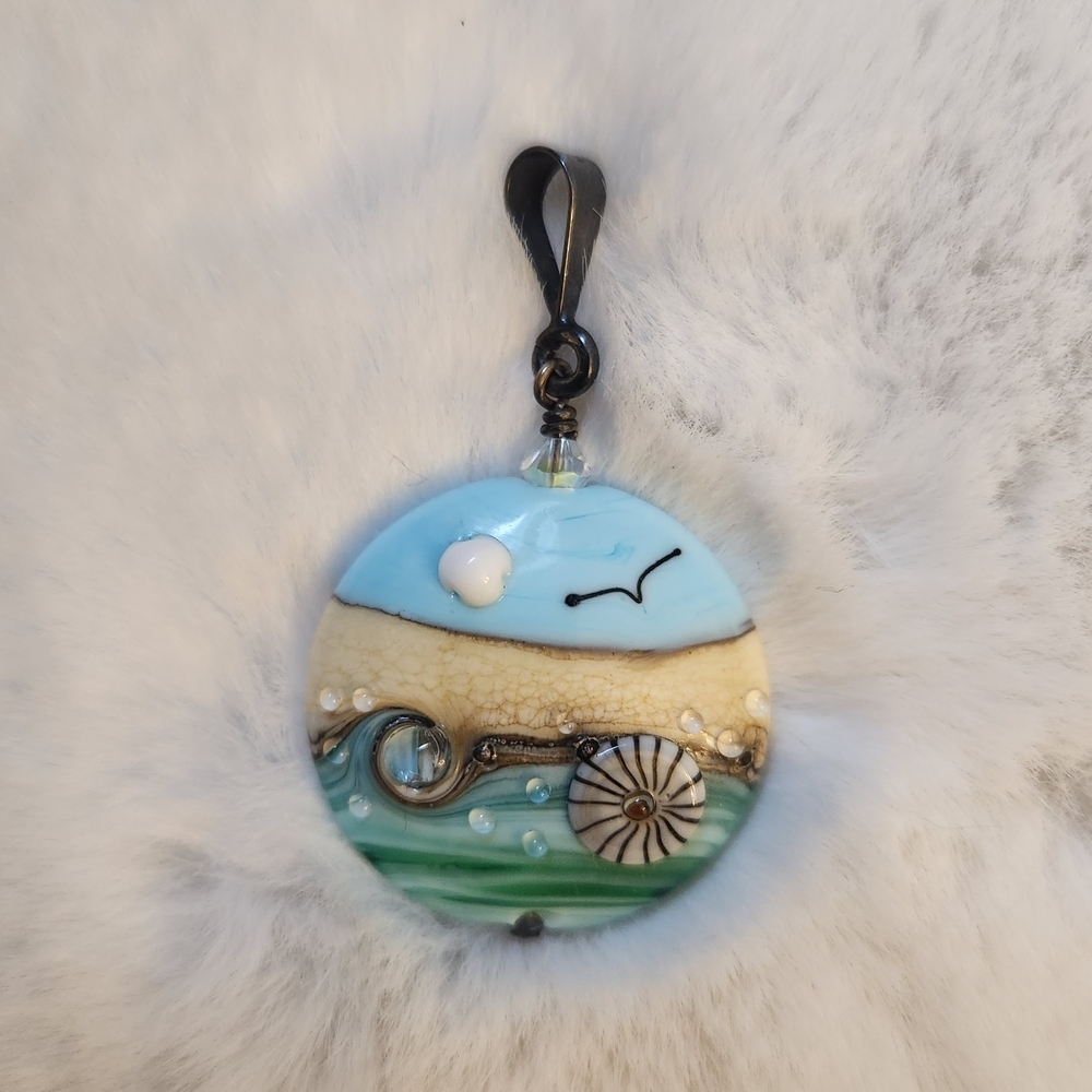 UK/England Beach Scene Glass Pendant